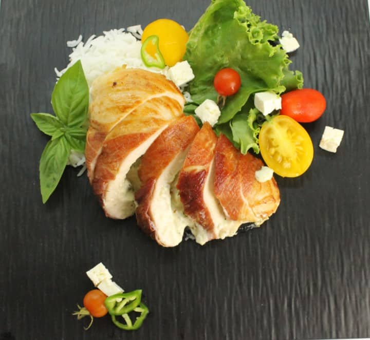 Basil And Cream Cheese Stuffed Chicken Breast Wrapped In Proscuitto 1069