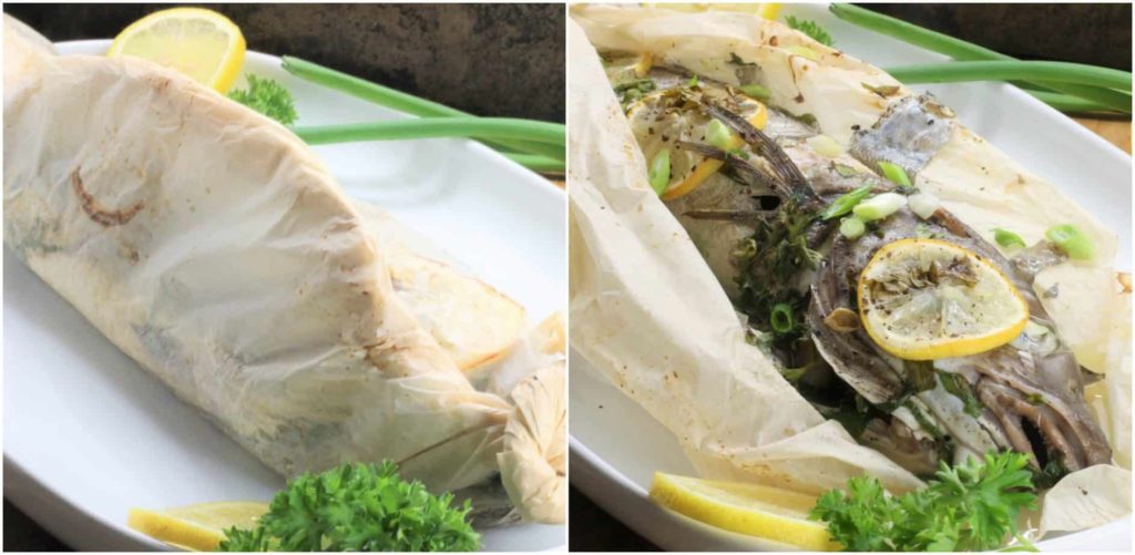 Baked Haddock in Parchment with Lemon and Herb Earth, Food, and Fire