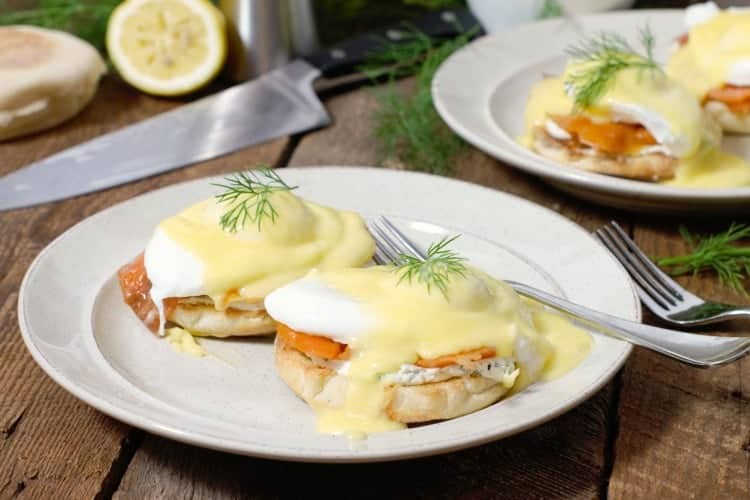 Smoked Salmon Eggs Benedict (Eggs Royale) - Earth, Food, and Fire