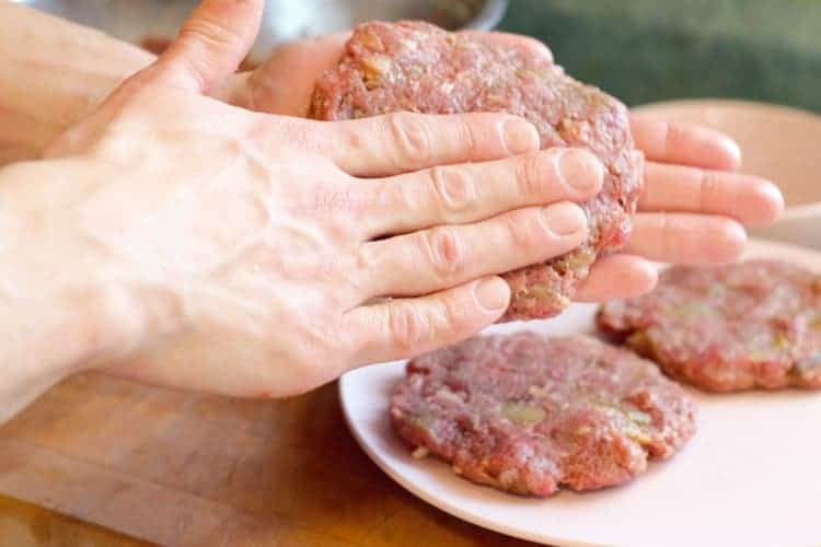 forming moose meat burger patties