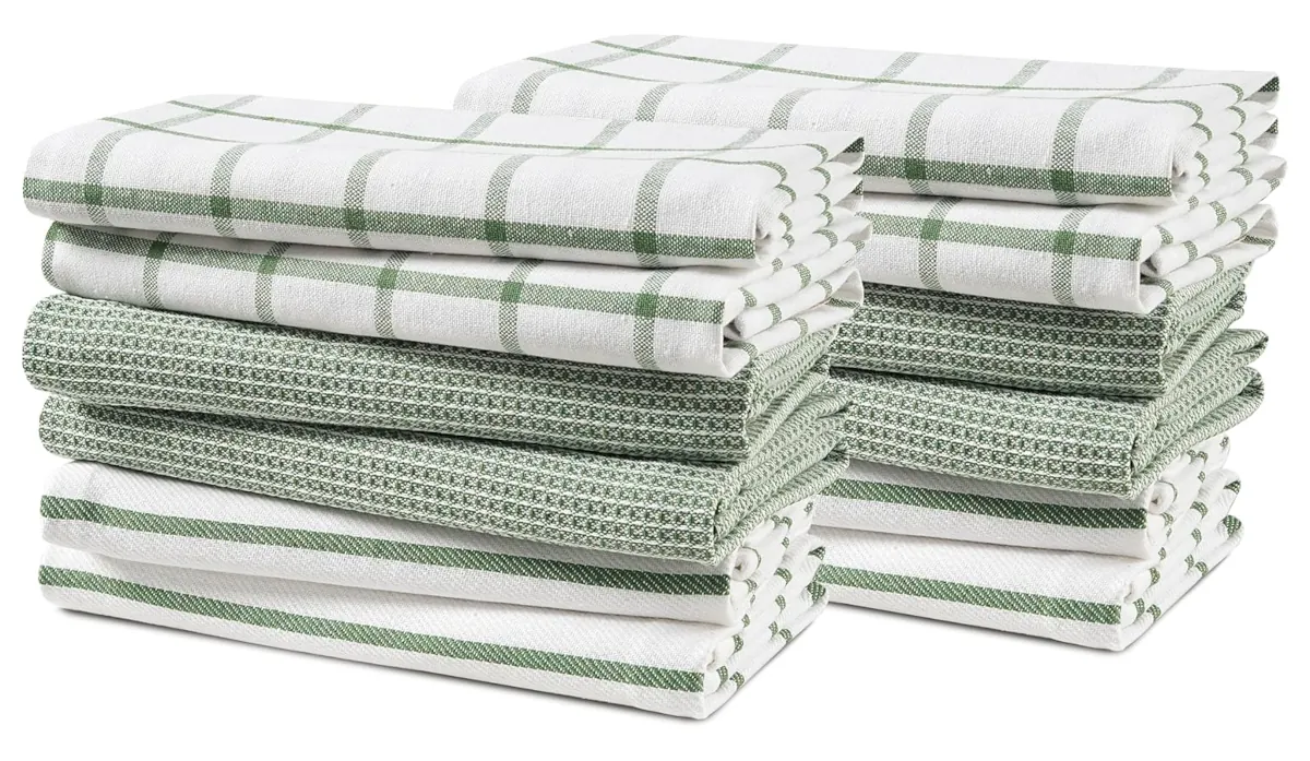 LINEN Kitchen Towels Set - Pack of 12 Cotton Hand | Tea Towels