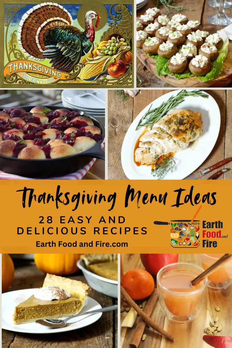 Thanksgiving Menu Ideas - 28 Delicious Recipes To Wow Your Guests - stuffed mushrooms, Garlic & Herb Roasted Turkey Breast, Cranberry Brie Pull-Apart Bread, Pumpkin Pie, Mulled Apple Cider