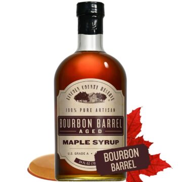 Bourbon Barrel Aged Maple Syrup 24oz Glass Bottle, Made in USA by Lincoln County Reserve