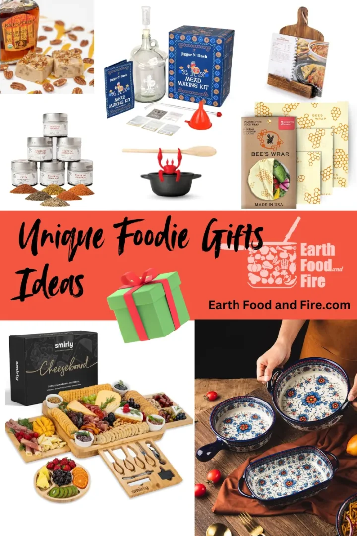 Unique Foodie Gifts Ideas - homemade fudge, mead making kit, gourmet seasoning, Red the crab silicone utensil rest, cheese / charcuterie board, bake ware, beeswax food wraps